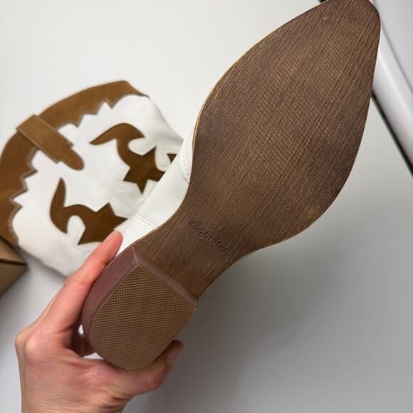 Women White Patchwork Cowboy Boots Wide Calf Western Cowgirl Mid Calf - Picture 5 of 11